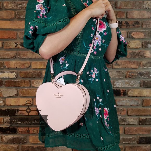NWT Kate Spade New York Love Shack Heart Crossbody in Chalk Pink LEATHER NEW - Picture 3 of 10